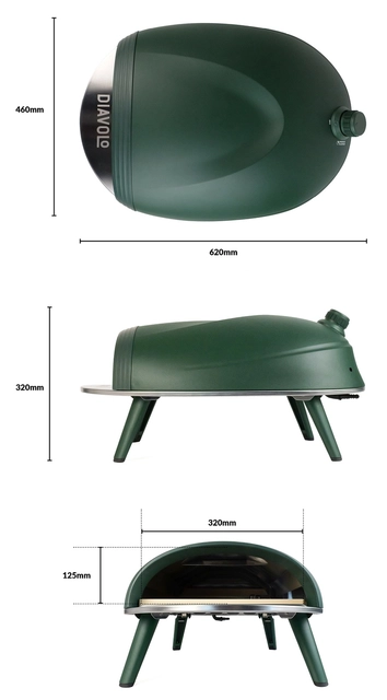 Delivita Diavolo Gas-Fired Pizza Oven Green 