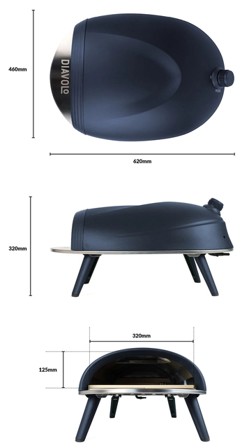 Delivita Diavolo Gas-Fired Pizza Oven Navy 