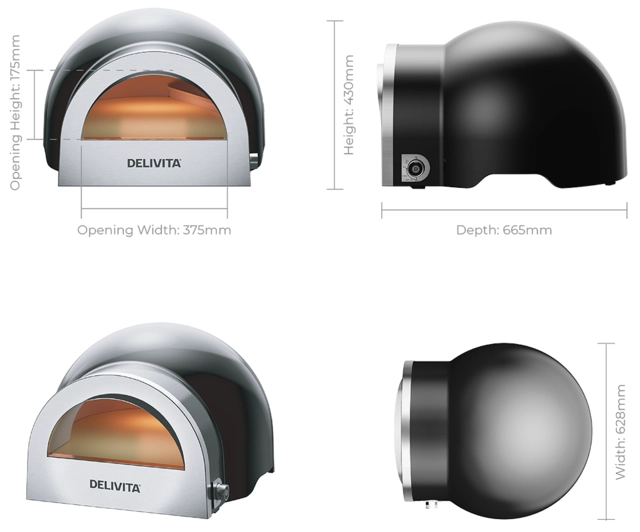 Delivita Flow Dual-Fuel Pizza Oven Very Black 