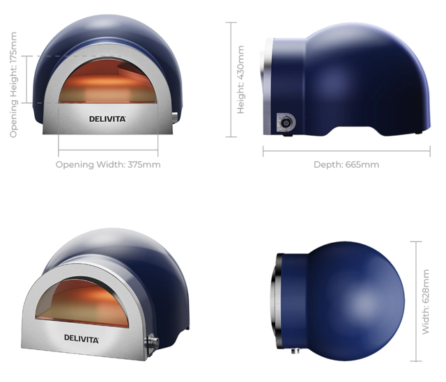 Delivita Flow Dual-Fuel Pizza Oven Royal Blue 