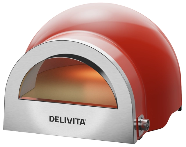 Delivita Flow Dual-Fuel Pizza Oven Chilli Red 