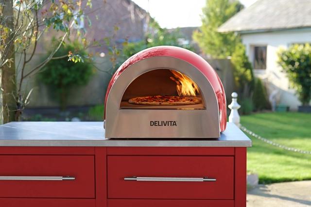 Delivita Flow Dual-Fuel Pizza Oven Chilli Red 