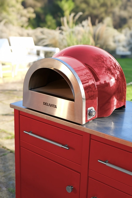 Delivita Flow Dual-Fuel Pizza Oven Chilli Red 