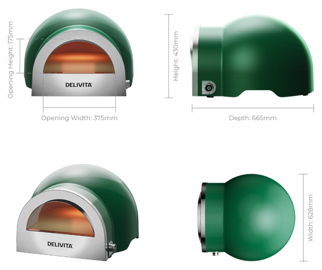 Delivita Flow Dual-Fuel Pizza Oven British Racing Green 