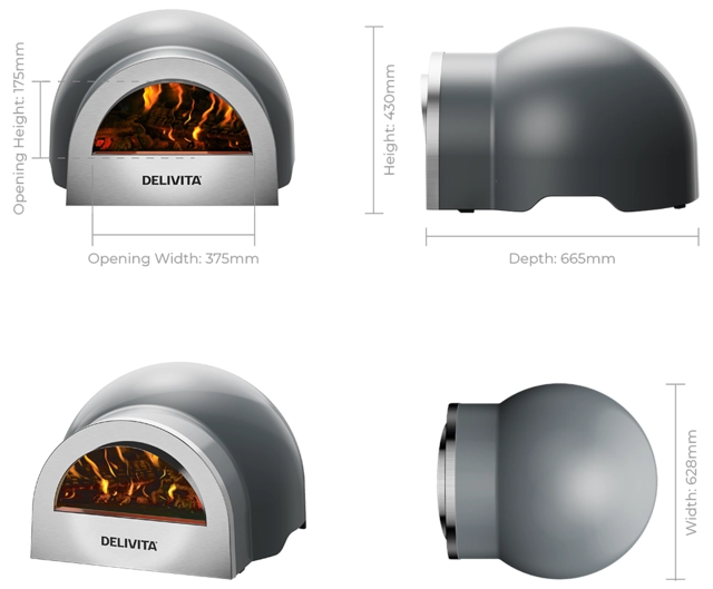 Delivita Origin Wood-Fired Pizza Oven Hale Grey 