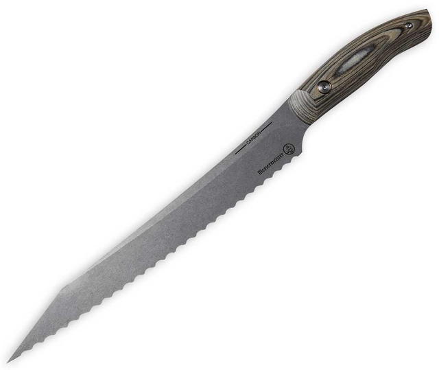 Messermeister Carbon 23cm Scalloped Slicer, Bread Knife 