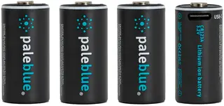 Pale Blue CR123 Rechargeable Batteries 4-Pack, including Charging Cable