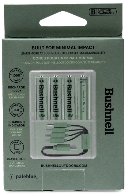 Pale Blue Voyager AA Battery Bushnell 4-pack AA w/ 4x1 cable USB-C 