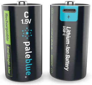 Pale Blue Voyager C Battery 2-pack of C Cell w/ 2x1 cable USB-C