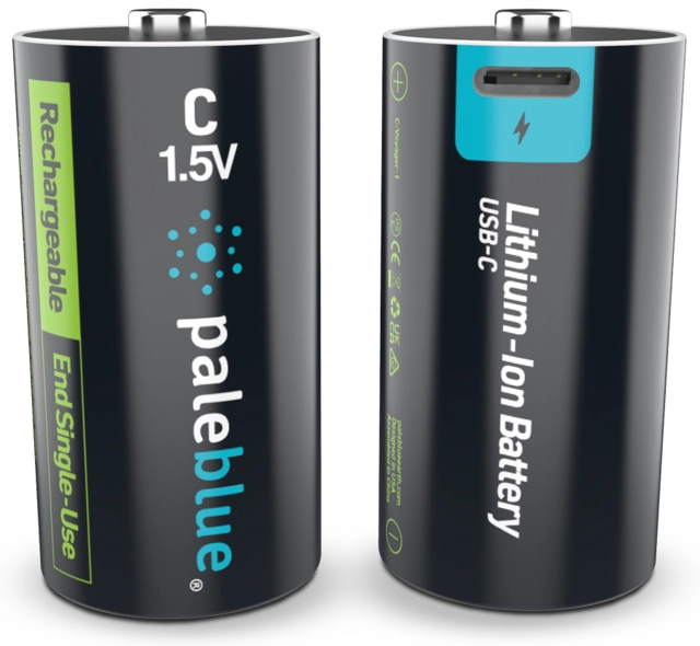 Pale Blue Voyager C Battery 2-pack of C Cell w/ 2x1 cable USB-C 