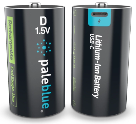 Pale Blue Voyager D Battery 2-pack of D Cell w/ 2x1 cable USB-C