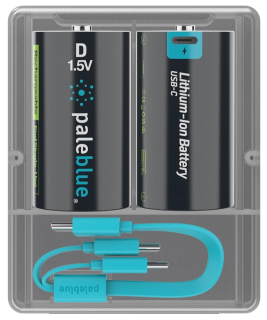 Pale Blue Voyager D Battery 2-pack of D Cell w/ 2x1 cable USB-C 