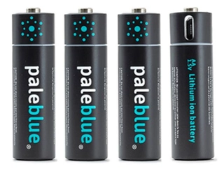 Pale Blue Li-Ion Rechargeable AA Battery 4 pack of AA with 4x1 charging cable