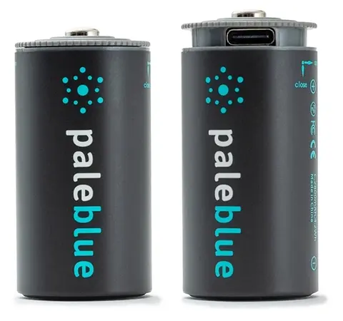 Pale Blue Li-Ion Rechargeable C Battery 2 pack of C Cell with 2x1 charging cable